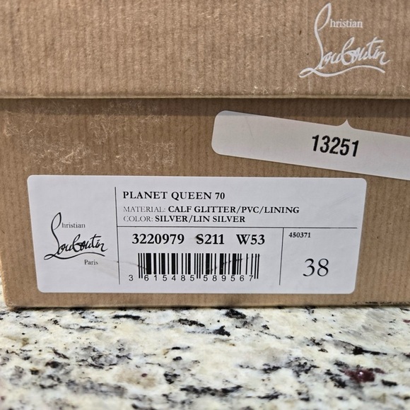 NEW Christian Louboutin Planet Queen Crystal Embellished Glitter Pointed Mule 38 - Picture 12 of 12